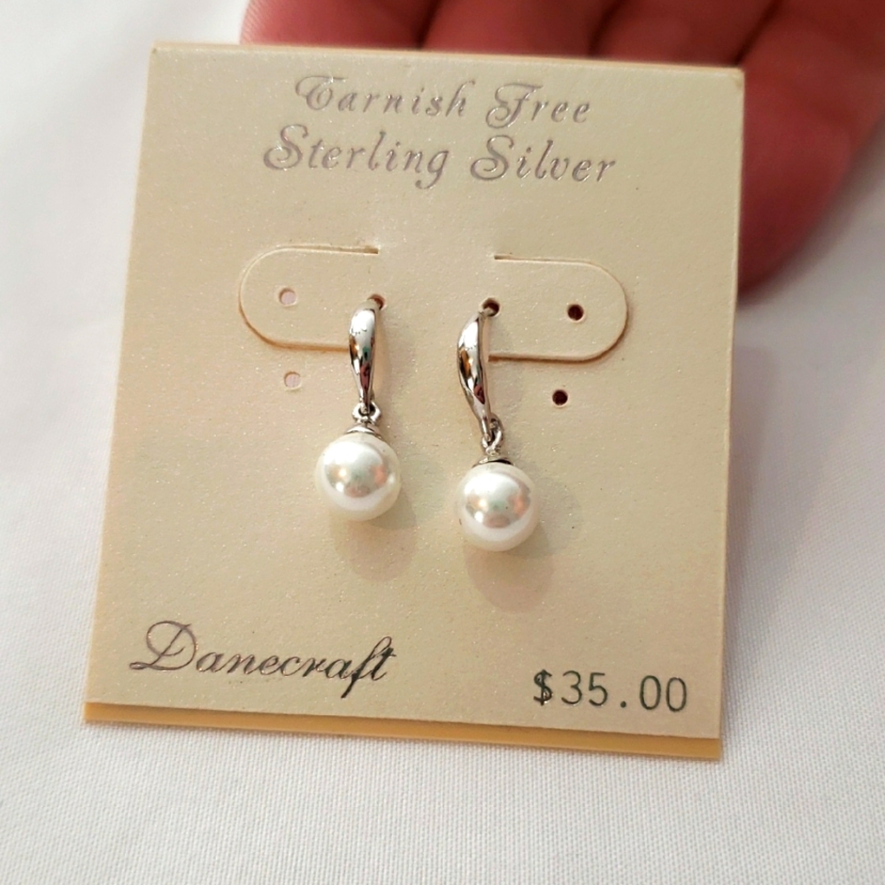 Sterling Silver And  Pearl Drop Earrings